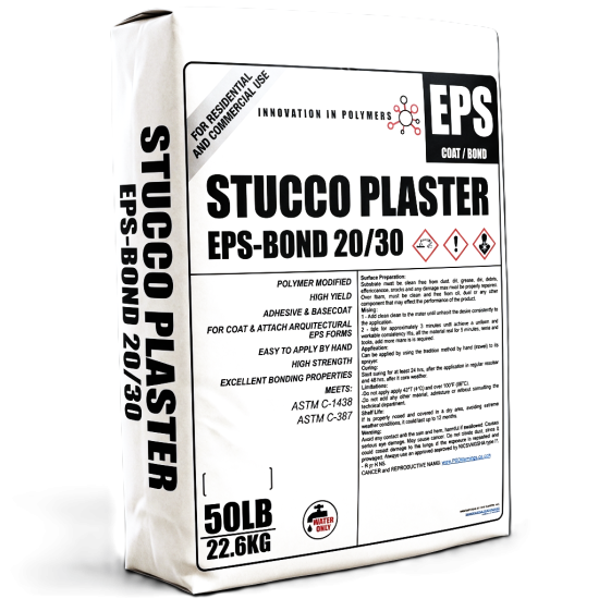 EPS Bond 20/30 Polymer-Modified Stucco Plaster & Basecoat – 50 lb Bag